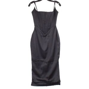 House of CB Anais Satin Corset Dress- Black